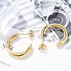 304 Stainless Steel Twist C-Shaped Stud Earrings for Women EJEW-C096-40G-5