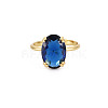Oval Glass Open Cuff Ring RJEW-S049-001G-2