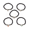 5Pcs 5 Styles Sport Theme Brass Enamel Charm Bracelets BJEW-JB12069-2