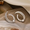 Brass Micro Pave Clear Cubic Zirconia Stud Earrings for Women LS-EJEW-A110-04P-1