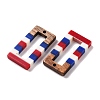 Independence Day Opaque Striped Resin & Walnut Wood Pendants RESI-U010-02L-2