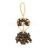 Heart with Tree of Life Metal & Natural Tiger Eye Chip Pendant Decorations PW-WG80265-03-1