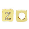 Brass Micro Pave Clear Cubic Zirconia European Beads KK-T030-LA842-ZX3-1