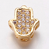 Brass Cubic Zirconia Beads KK-P134-05G-1