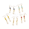 Teardrop Glass Pearl Beads Dangle Earrings with Glass Beads EJEW-JE04619-1