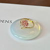 Brass Pink Enamel Open Cuff Rings for Women FS-WGC2A84-01-1