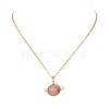 Dyed Natural Green Jade Copper Wire Wrapped Planet Pendant Brass Cable Chain Necklaces for Women NJEW-TA00260-01-2