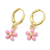 Flower Real 18K Gold Plated Brass Dangle Leverback Earrings EJEW-L268-009G-02-1