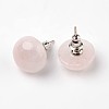 Half Round Dome Natural Rose Quartz Stud Earrings EJEW-L171-05-1