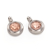 Trendy Original Color 304 Stainless Steel Faceted Grade A Rhinestone Flat Round Charms Pendants RB-N030-01P-1