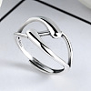 Criss Cross Rhodium Plated 925 Sterling Silver Adjustable Rings FS-WG76C09-01-1