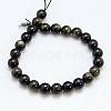 Natural Golden Sheen Obsidian Beads Strands G-C076-12mm-5-2