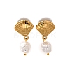 304 Stainless Steel Plastic Pearl Dangle Stud Earrings LS-EJEW-G422-01G-03-2