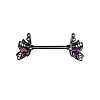 Brass Enamel with Crystal Rhinestone Purple Butterlfy Barbell Nipple Rings FS-WGE2017-12-1