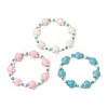 3Pcs Synthetic Turquoise & Natural Freshwater Shell Beads Stretch Bracelets for Women BJEW-JB12017-2