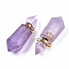 Faceted Natural Amethyst Pendants G-T131-15G-3