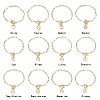 12Pcs Constellation Brass Paperclip Chains Charm Bracelets for Women BJEW-JB11256-2
