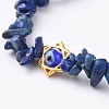 Chips Natural Lapis Lazuli(Dyed) Stretch Bracelets BJEW-JB04700-01-3