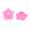 Chunky Hot Pink Transparent Frosted Flower Acrylic Beads X-PL560-2-1