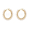 Natural Pearl Beads Brass Hoop Earrings EJEW-JE04565-13