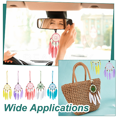 DIY Woven Net/Web with Feather Making Kits DIY-GA0008-81-1
