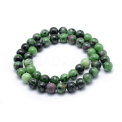 Natural Ruby in Zoisite Round Beads Strands G-P331-02-8mm-1