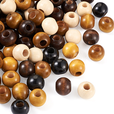 100Pcs 5 Colors Wooden Beads WOOD-CD0001-13-1