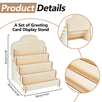 4 Tier Wooden Greeting Card Display Stand ODIS-WH0022-31-1