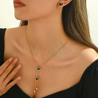 Stainless Steel Shell Heart Flower Fan Tassel Jewelry Set for Women XK7928-2-1