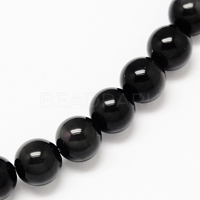Grade AA Natural Obsidian Round Beads Strands G-L275-03-8mm-1