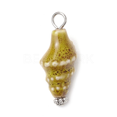 Vintage Style Glazed Porcelain Conch Shell Pendants PALLOY-JF03898-1