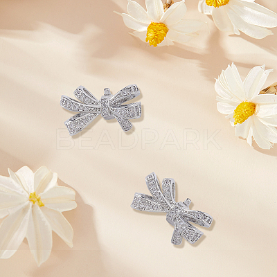 2Pcs Alloy Micro Pave Cubic Zirconia Bowknot Clip AJEW-CP0010-55-1