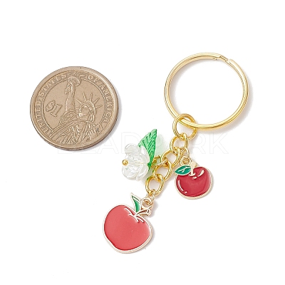 9Pcs 9 Styles Alloy Enamel with Acrylic Banana Strawberry Pineapple Fruit Keychians KEYC-JKC01348-1