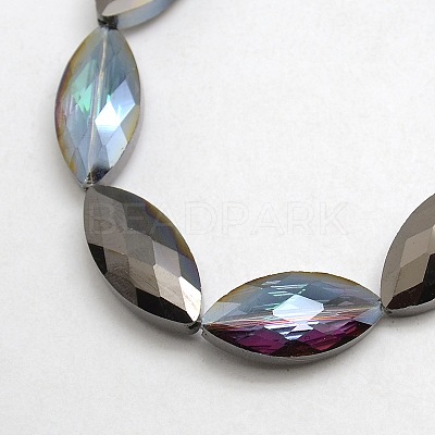 Faceted Electroplate Crystal Glass Horse Eye Beads Strands EGLA-F071-M-1