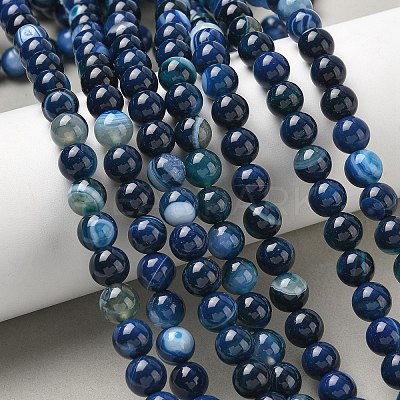 Natural Banded Agate Beads Strands G-I392-A01-8mm-1