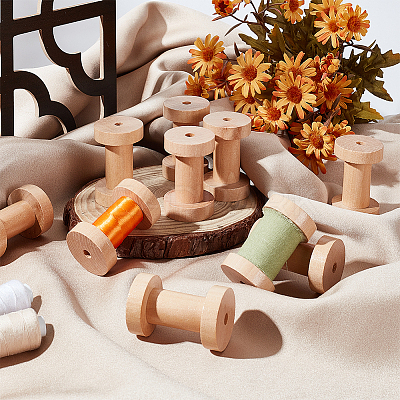 Retro Wood Sewing Cross Stitch Embroidery Thread Storage Bobbins WOOD-WH0124-66-1