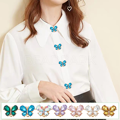 37Pcs Butterfly Alloy Rhinestone Cufflinks and Acrylic Buttons HJEW-PH02308-1