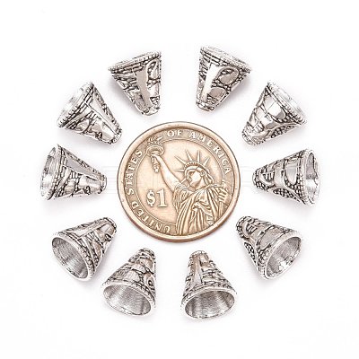 Tibetan Style Cone Alloy Bead Caps X-PALLOY-I112-09AS-1