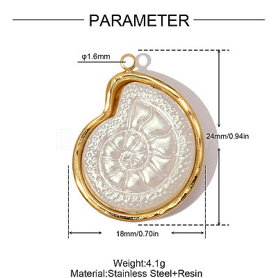 304 Stainless Steel with Resin Pendants RE-OY001-06G-1