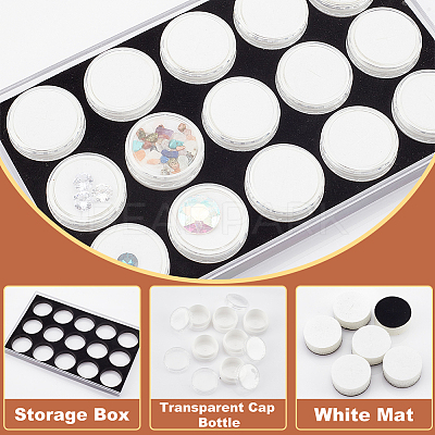 15Pcs Round Acrylic Loose Diamond Storage Box Sets VBOX-WH0005-07-1