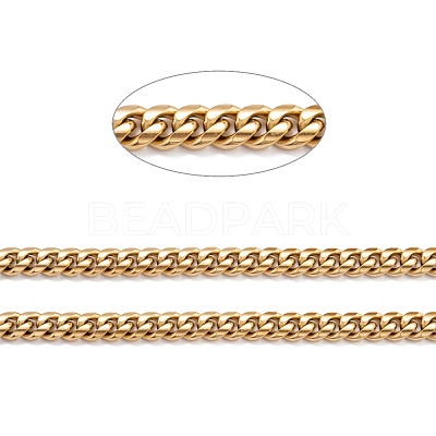 304 Stainless Steel Cuban Link Chain STAS-B019-02B-G-1