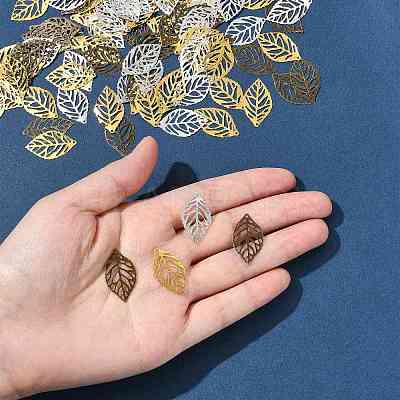 100Pcs Leaf Iron Pendants KK-FS0001-98-1