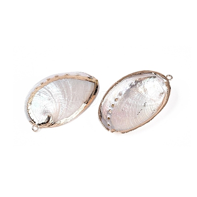 Electroplate Natural Paua Shell Pendants SSHEL-Q100-15KCG-1