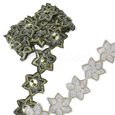 Iron on/Sew on Ethnic Style Embroidery Flower Polyester Lace Ribbons OCOR-WH0060-47A-1