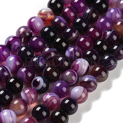 Natural Striped Agate/Banded Agate Beads Strands G-Z060-A01-B12-1