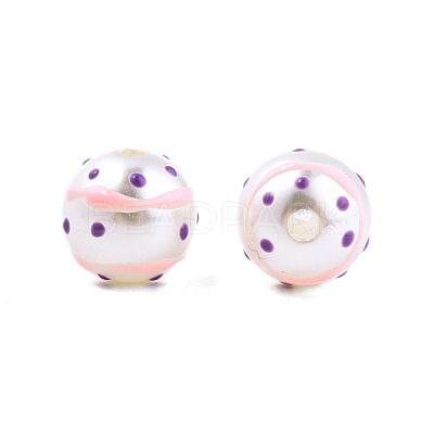 Spot Pattern Opaque ABS Plastic Imitation Pearl Enamel Beads KY-G020-02B-1
