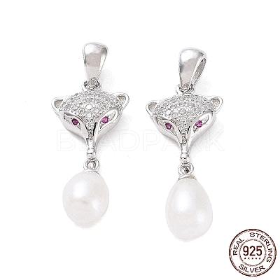 Anti-Tarnish Rhodium Plated 925 Sterling Silver Micro Pave Cubic Zirconia Pendants STER-NH0001-13P-1