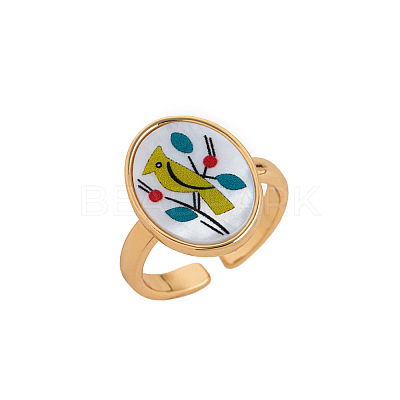 Brass & Shell Cuff Open Rings FS-WGBC7E6-05-1