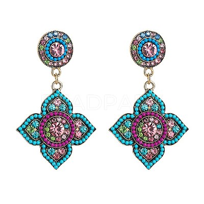 Bohemia Alloy Rhinestone Stud Dangle Earrings for Women WG793A0-01-1