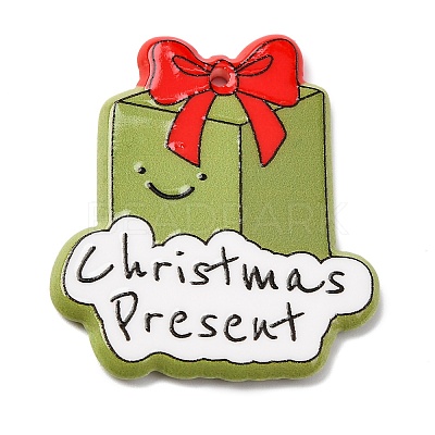 Christmas Series Printed Opaque Acrylic Pendants OACR-Q080-01C-1